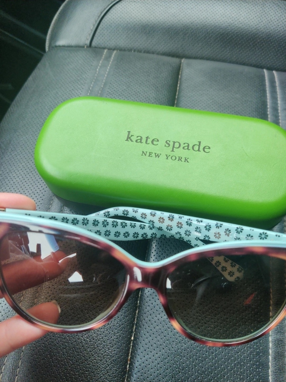 kate spade  Cat-Eye Sunglasses with Patterned Blue Arms